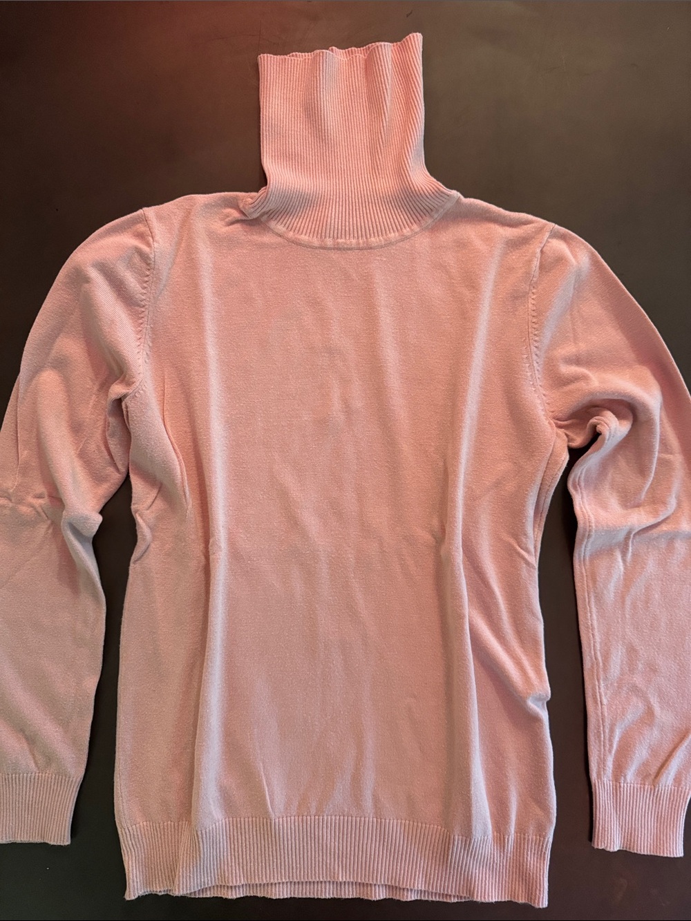 Andrew Marc Light Pink Ribbed Turtleneck Sweater